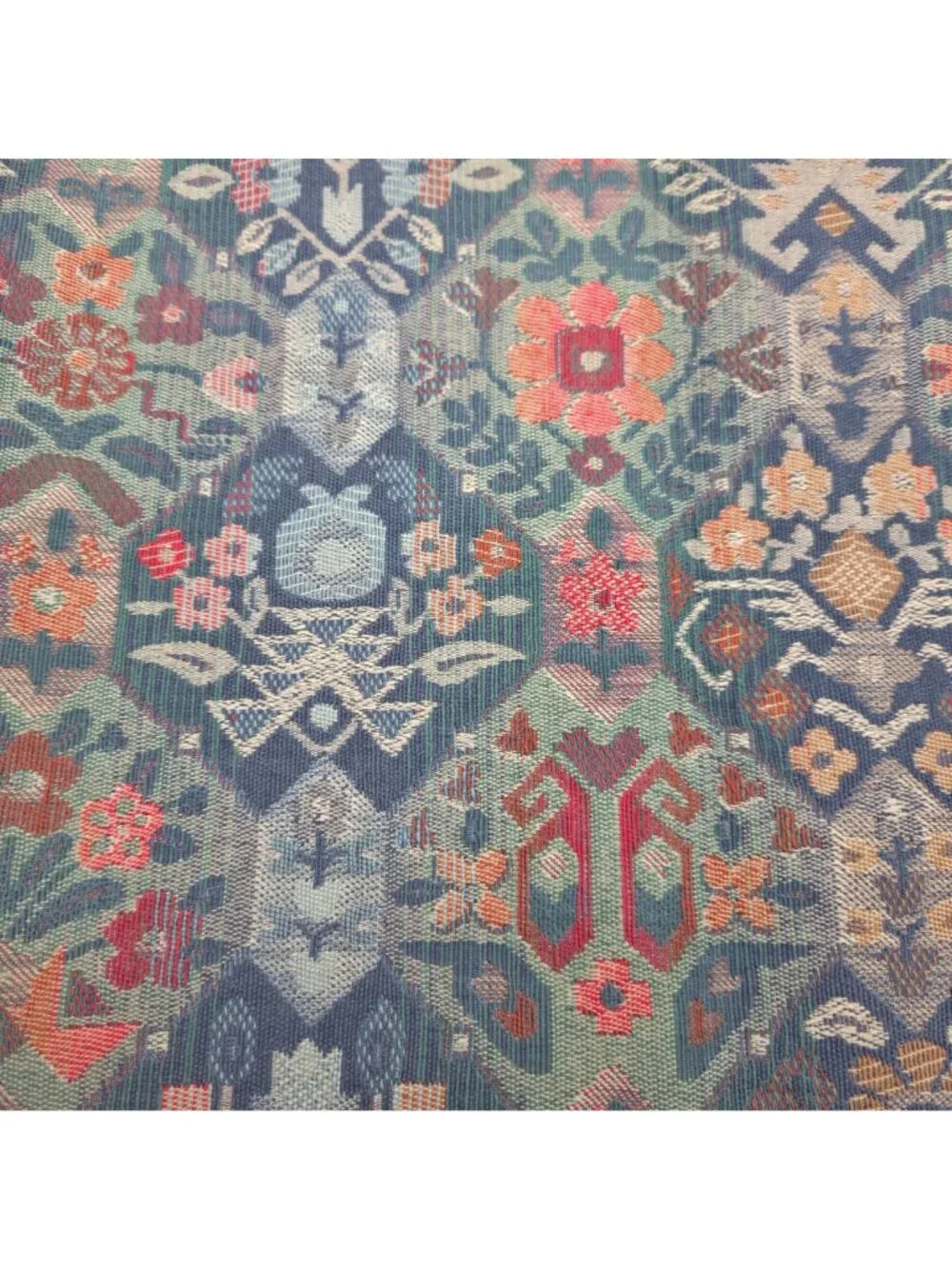 Vintage Kilim Jacquard Upholstery Fabric Remnant Boho Floral Geometric 56x20